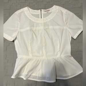 Gap white peplum top, size 0, zipper back